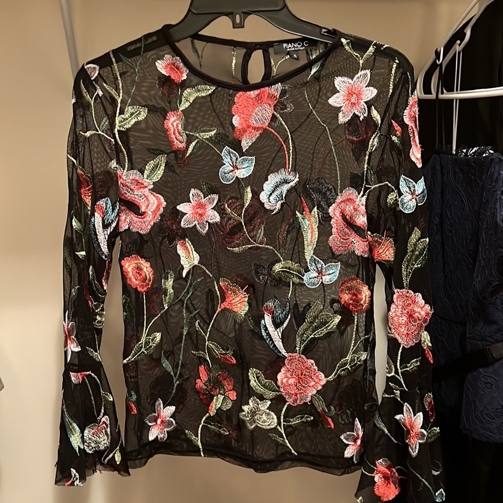 Embroidered lace top